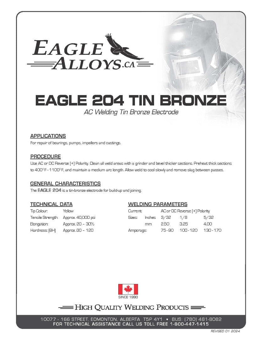 EAGLE 204 TIN BRONZE AC Welding Tin Bronze Electrode PDF