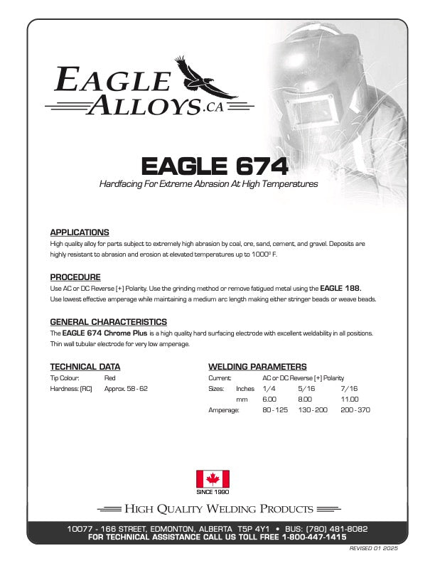 EAGLE 674 Hadfacing For Extreme Abrasion At High Temperature PDF