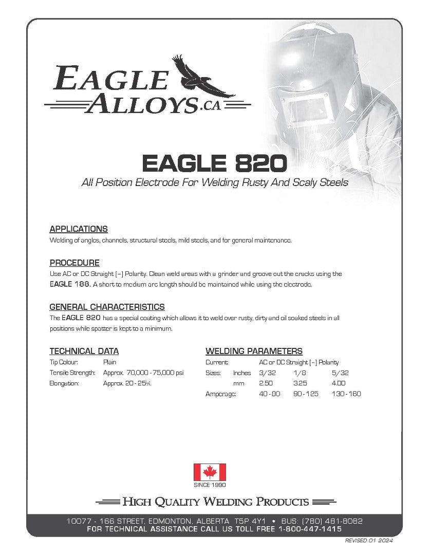 EAGLE 820 | All Position Electrode For Welding Rusty And Scaly Steels PDF